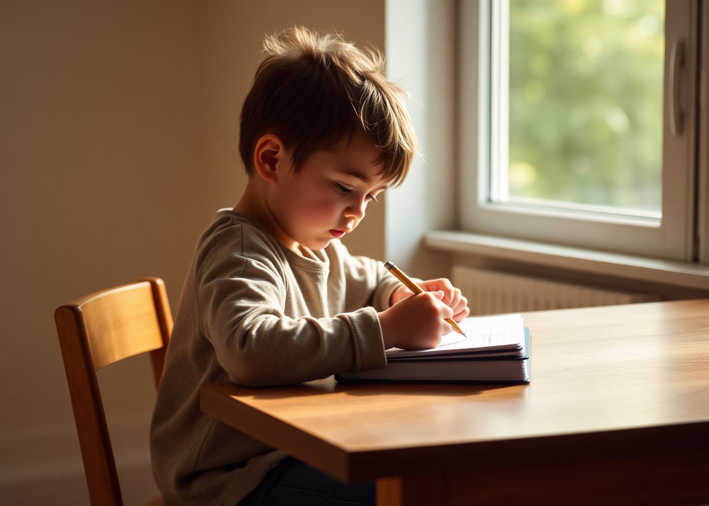 A child studying at home